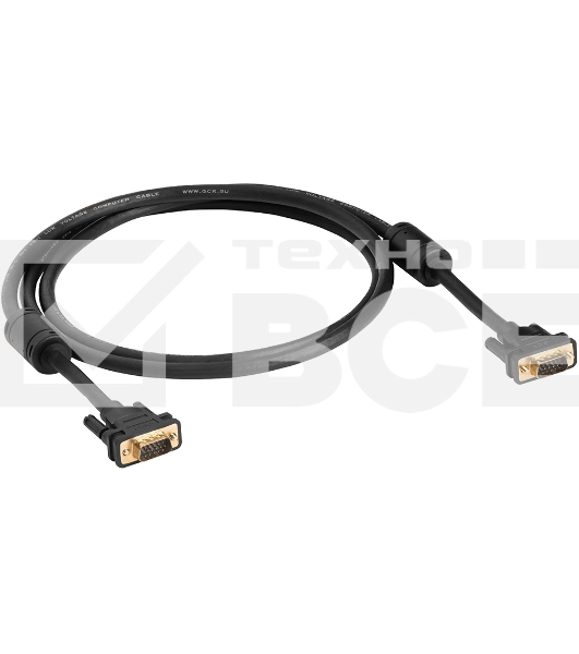 Кабель Greenconnect Кабель SVGA 5.0м чёрный, позолоченные контакты, ферритовые кольца, OD8.0mm. 15M / 15M Premium, 28/28 AWG, двойной экран (GCR-VM2VM2-5.0m)