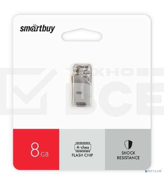 Флешка USB SmartBuy MU30 Metal (SB008GbMU30), 8Gb, USB 2.0, R/W 20/10, серебристый