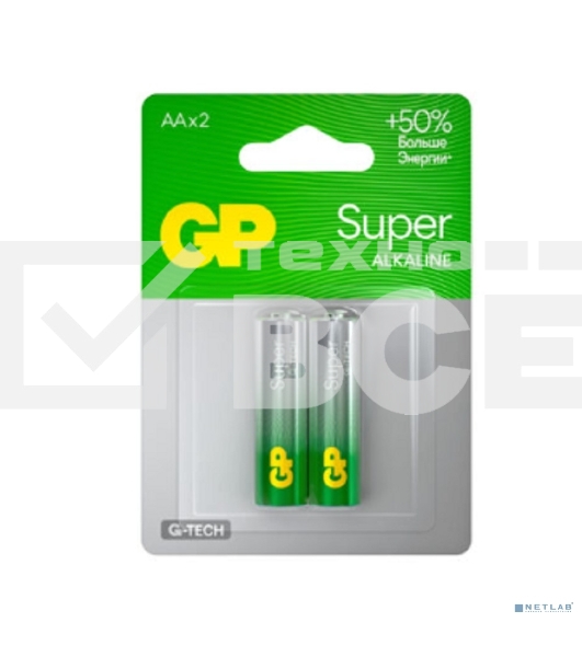 Алкалиновые батарейки GP Super Alkaline G-Tech 15А АA - 2 шт. на блистере