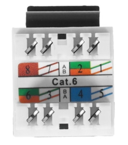 Модуль Keystone RJ45, Cat.6, UTP, 180 градусов, черный