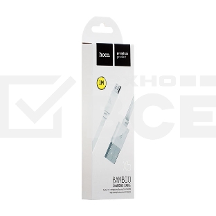 Кабель USB 2.0 hoco X5 бамбук, AM/microBM, белый, 1м