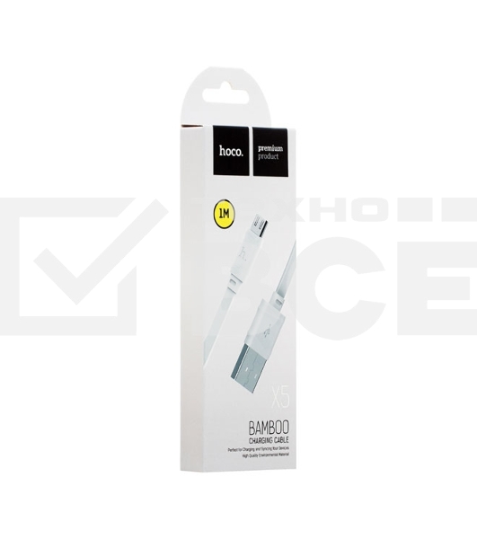 Кабель USB 2.0 hoco X5 бамбук, AM/microBM, белый, 1м