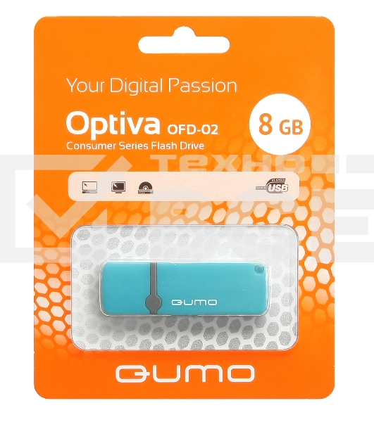Флэш Диск QUMO 8GB Optiva 02 Blue QM8GUD-OP2-blue