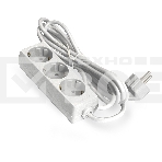 Удлинитель ExeGate ECE-3-1.8W (EX285803RUS), белый, 1.8 м, евровилка с заземлением, 3 евророзетки с заземлением, 2200 Вт, фото 1