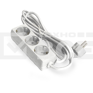 Удлинитель ExeGate ECE-3-1.8W (EX285803RUS), белый, 1.8 м, евровилка с заземлением, 3 евророзетки с заземлением, 2200 Вт
