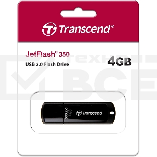 Флэш диск Transcend 4GB JetFlash 350, USB 2.0, Черный