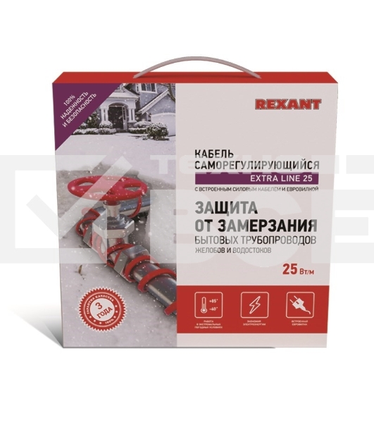 Греющий саморегулирующийся кабель на трубу  Extra Line 25MSR-PB 20M (20м/500Вт) Rexant