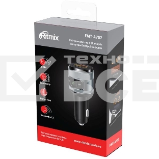 Автомобильный FM-модулятор Ritmix FMT-A707 черный MicroSD BT USB