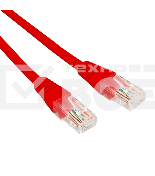 Патч-корд U/UTP, CAT 5e, RJ45-RJ45, 26AWG, ZH нг(А)-HF, красный, 3м  REXANT