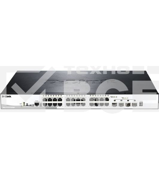 Управляемый стекируемый коммутатор D-Link DGS-1510-28XMP/A1A SmartPro с 24 портами 10/100/1000Base-T с поддержкой РоЕ и 4 портами 10G Base-X SFP+