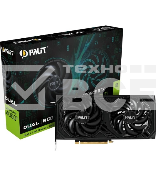 Видеокарта Palit RTX4060TI DUAL NVIDIA GeForce RTX 4060TI 8192Mb PCI-E 4.0  128 GDDR6 2310/9000 HDM Ret