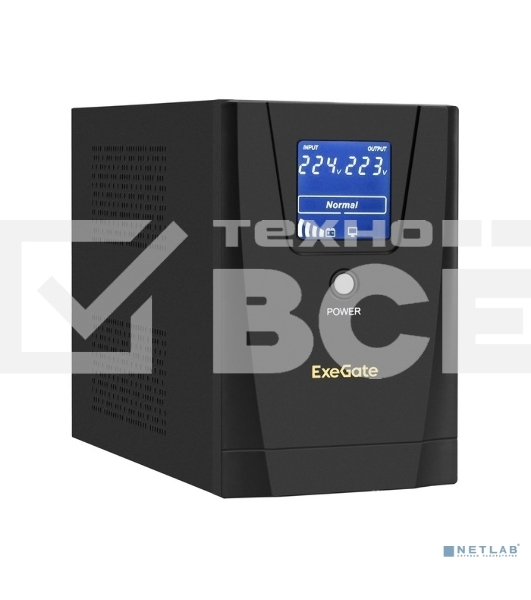 Источник бесперебойного питания ExeGate SpecialPro Smart LLB-1200.LCD.AVR.2SH.3C13.USB <1200VA/750W, LCD, AVR, 2*Schuko+3*C13, USB, съемн.кабель, металлический корпус, Black>
