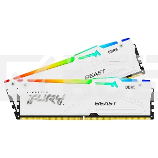 Оперативная память Kingston Fury Beast, DDR5, 64GB (2x32GB), 5600MHz, CL40, с радиатором, RGB, белый