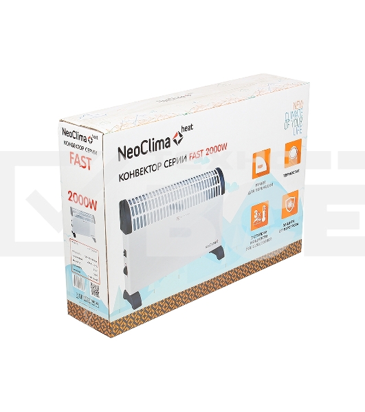 Конвектор Neoclima Fast 2000w, нагревательный элемент ZIG-ZAG, 3 режима нагрева (750/150/2000 Вт), моментальный нагрев, режим ANTI FROST