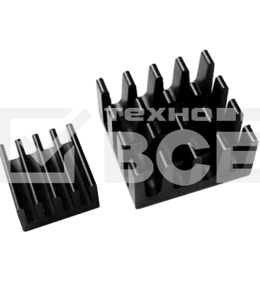 Набор радиаторов ACD Black Aluminum Heat Sink set (14*14*7mm + 9*9*5mm) RA027 for Raspberry Pi 3