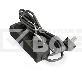Удлинитель ExeGate ECE-3-3B (EX285804RUS ), черный, 3 м, евровилка с заземлением, 3 евророзетки с заземлением, 2200 Вт