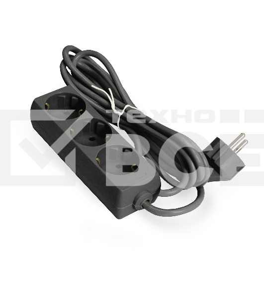 Удлинитель ExeGate ECE-3-3B (EX285804RUS ), черный, 3 м, евровилка с заземлением, 3 евророзетки с заземлением, 2200 Вт