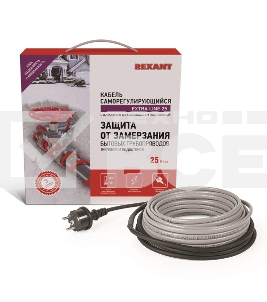 Греющий саморегулирующийся кабель на трубу  Extra Line 25MSR-PB 20M (20м/500Вт) Rexant