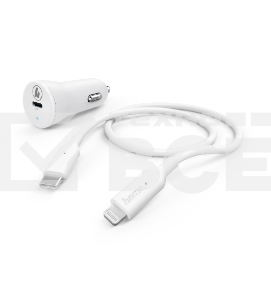 Комплект зарядное устройство Hama H-183297 3A PD для Apple кабель Apple Lightning/Type-C белый